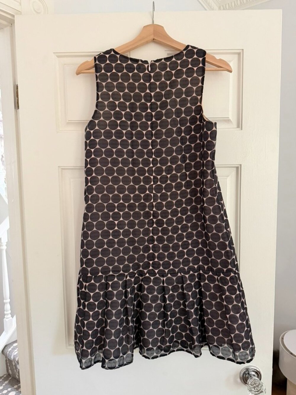 Club Monaco Navy with Pink Polka-Dots Drop-Waist Dress - Picture 2 of 5